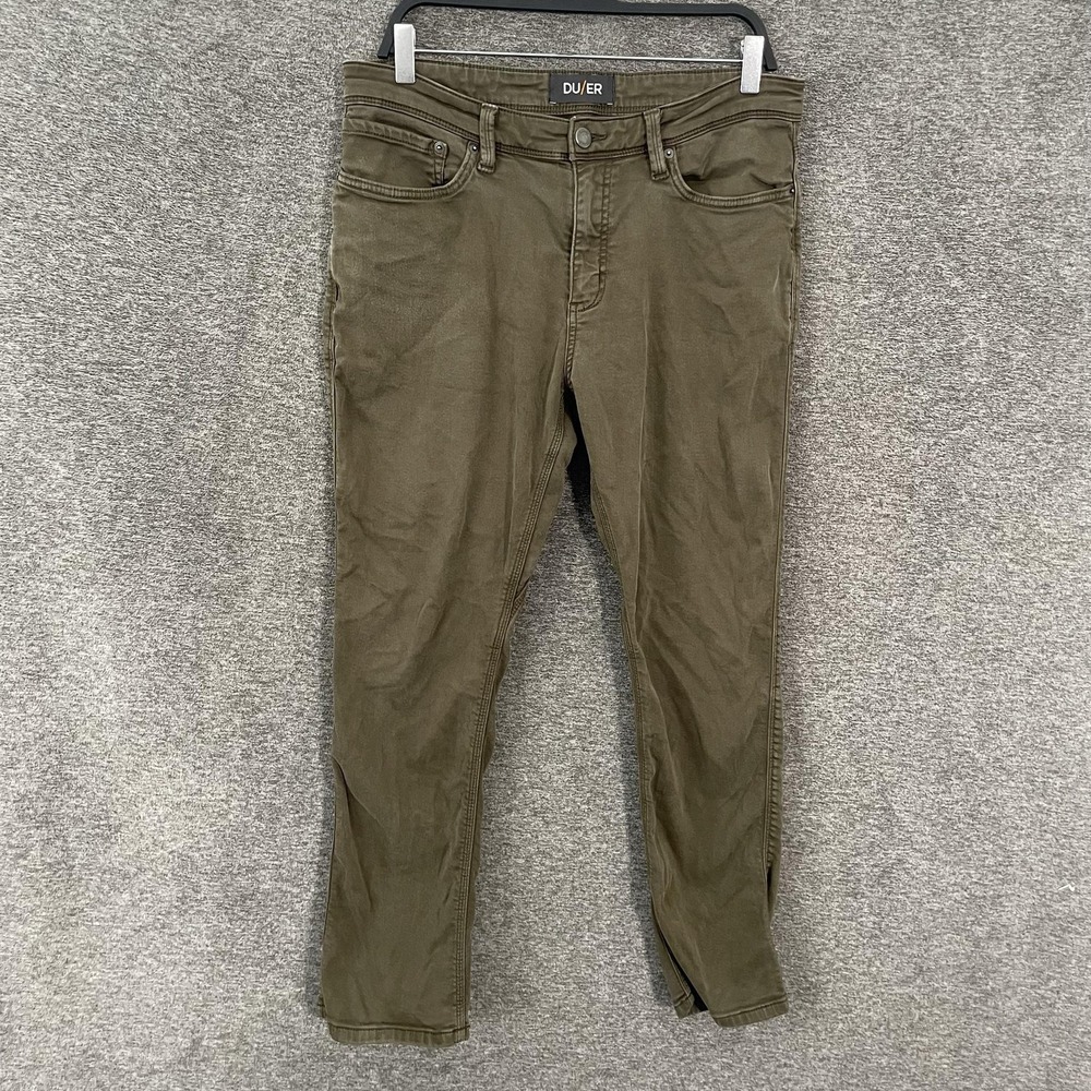 DU/ER N2X Relaxed Taper Jeans Mens 34x30 Green Denim Pants Casual 5-Pocket